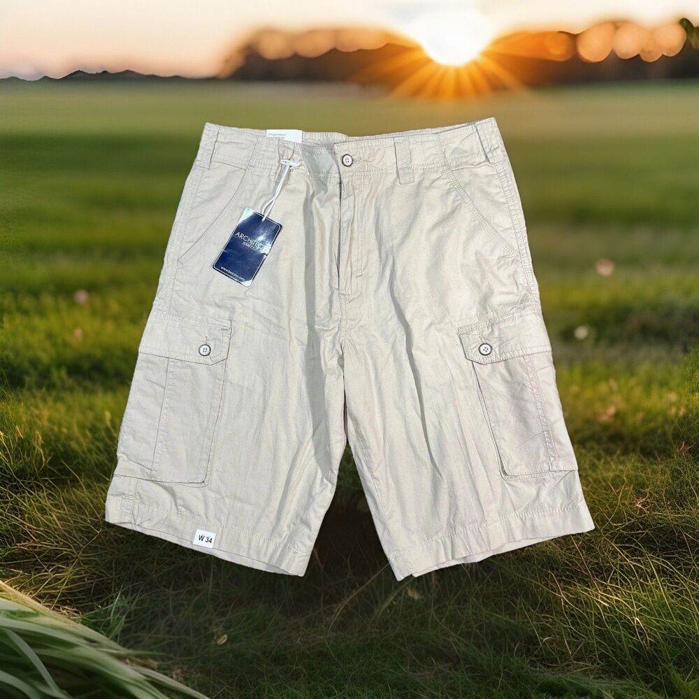 Architect Jean Co Cargo Shorts Mens W34- Measures 32 Stone Colored Style NWT